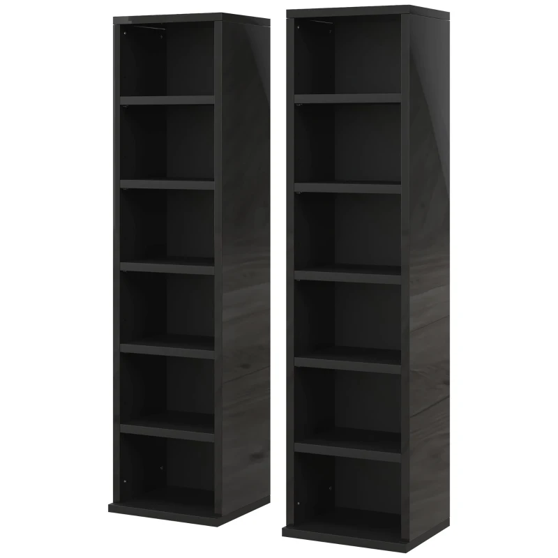 HOMCOM Set of Two 102 CD Storage Units - High Gloss Black