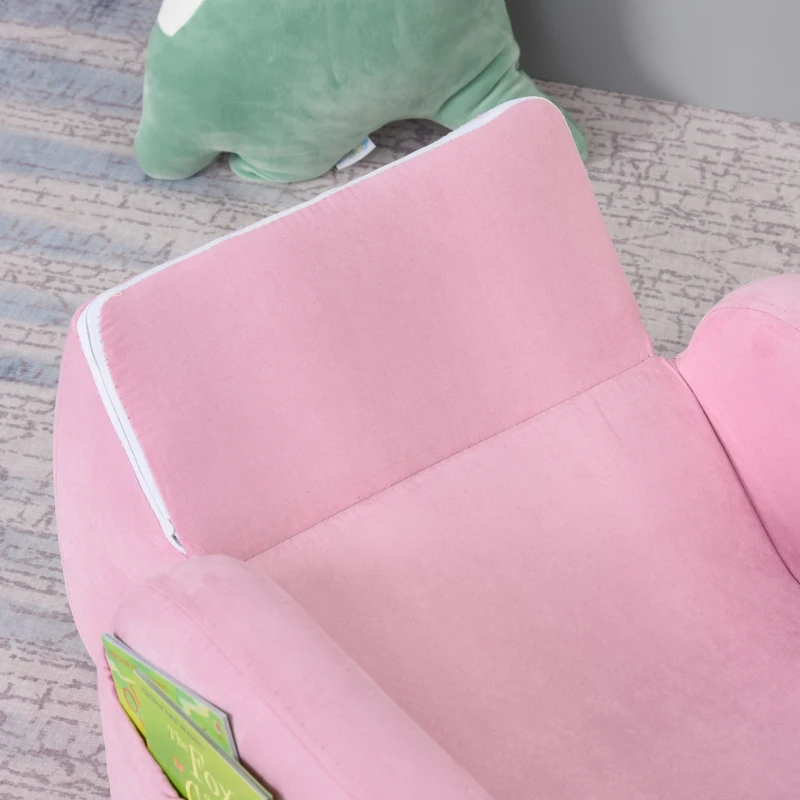 HOMCOM Sillón para Niños de 3 Años Sofá Transformable Diseño 2 en 1 Cama Infantil Plegable de 2 Posiciones con Reposabrazos Asiento Ancho Acolchado 47x45x38 cm Rosa