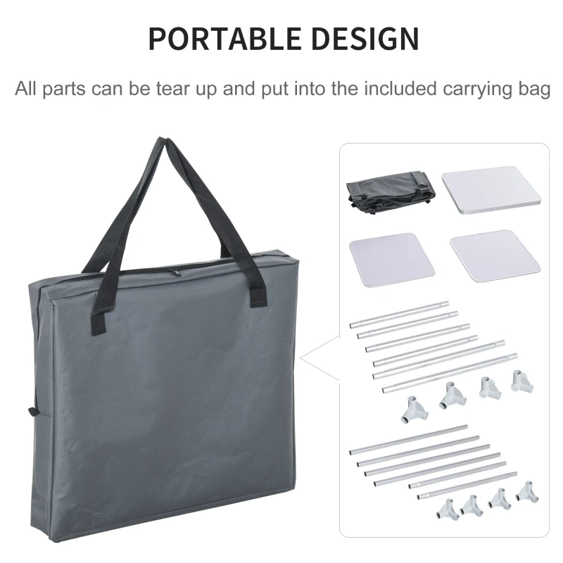 Outsunny 2-Shelf Camping Cupboard Camping Kitchen Station Cook Table Aluminum, Storage Organiser for BBQ Party Picnics Backyards with Carrying Bag