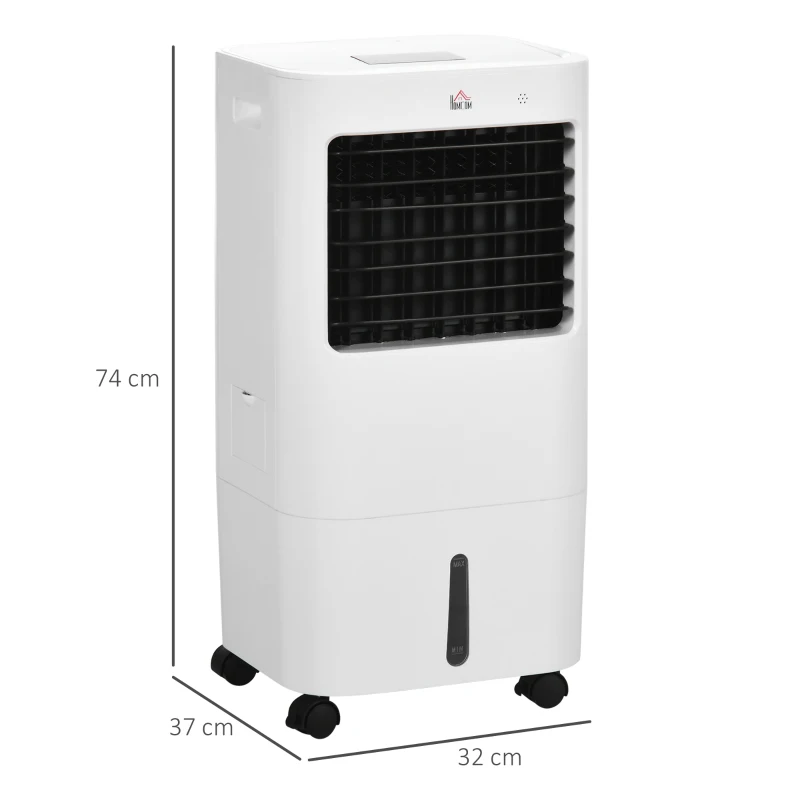 HOMCOM Enfriador de Aire Portátil Silencioso Aire Acondicionado con Pantalla LED y Control Remoto 32x37x74 cm Blanco