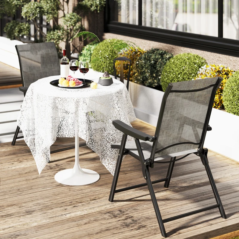 Outsunny Set of Two Folding Outdoor Chairs - Black/Grey