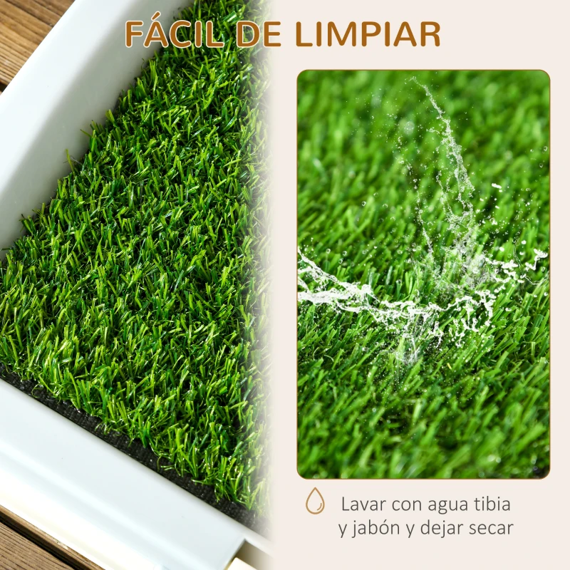 PawHut Arenero para Perros con Césped Artificial Rejilla y Bandeja para Entrenamiento de Cachorros 63x48,5x6 cm Multicolor