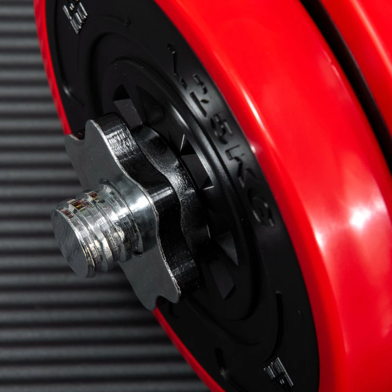 HOMCOM Set Manubri Palestra con Pesi da 40kg rivestiti in Gomma, in Metallo e Sabbia di Ferro, 45x26x26 cm, Rossa