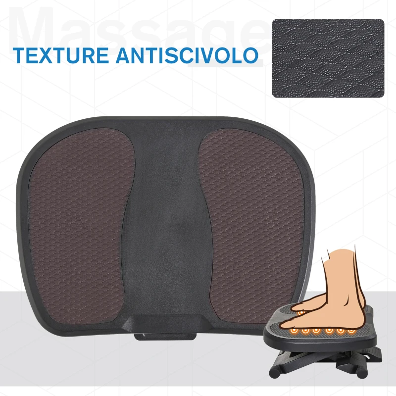 HOMCOM Pedana Poggiapiedi da Scrivania o Ufficio, Antiscivolo con Altezza Regolabile (10-16.5cm) e Angolazione 0-30°