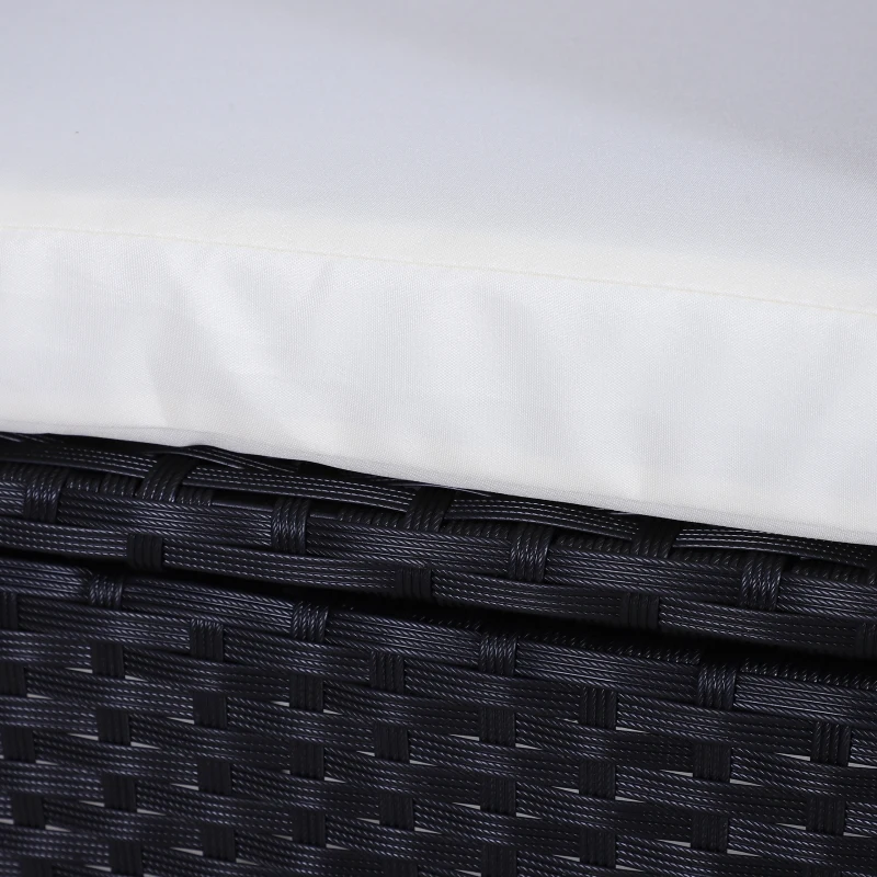 Outsunny 3 Pieces Rattan Bistro Set, Wicker Garden Furniture Set with 2-Tier Coffee Table and Chairs, Cushions, for Outdoor Patio Balcony, Black