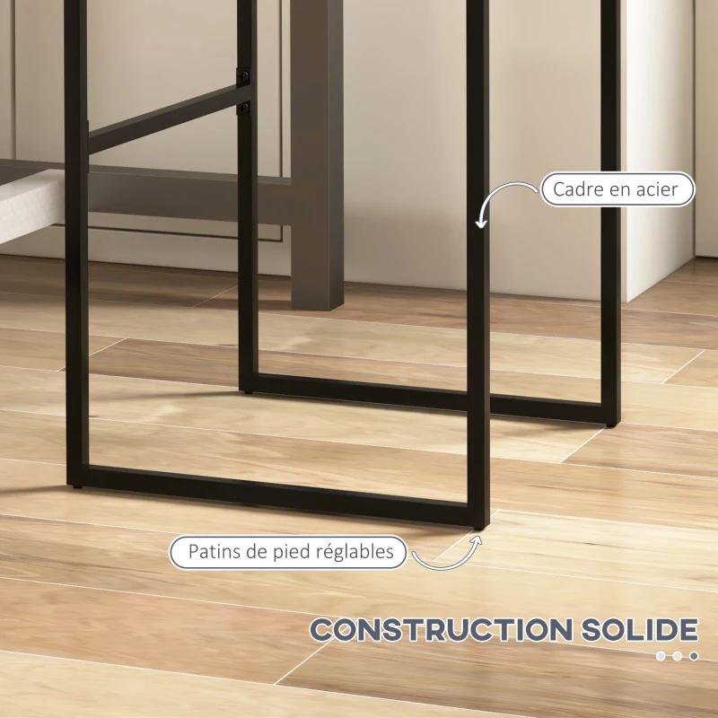 HOMCOM Lot de 2 chaises de bar tabourets hauts coussin d'assise velours repose-pieds  hauteur 74 cm noir