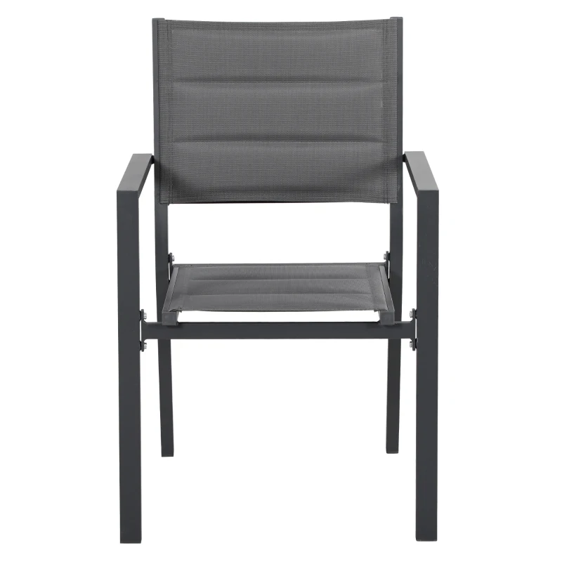 Outsunny Set da Giardino con Tavolo Allungabile in Vetro e 6 Sedie con Seduta Traspirante, Grigio Scuro