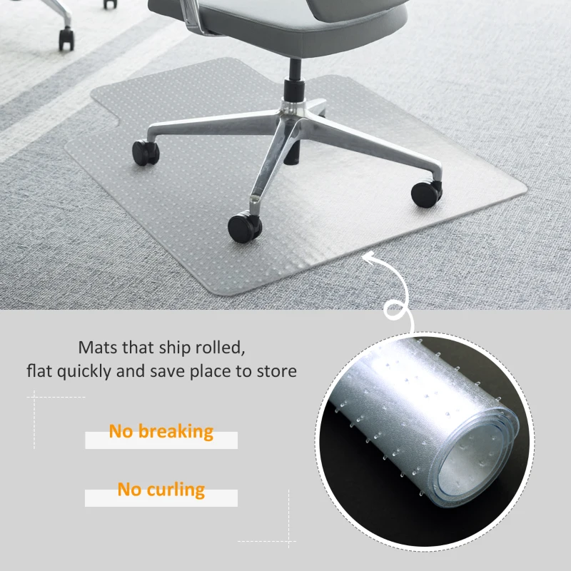 HOMCOM Office Chair Mat for Carpeted and Hard Floor, 90 x 120 cm Clear Computer Desk Chair Mat, BPA and Phthalate Free, Non-Slip Floor Protector for Home Office
