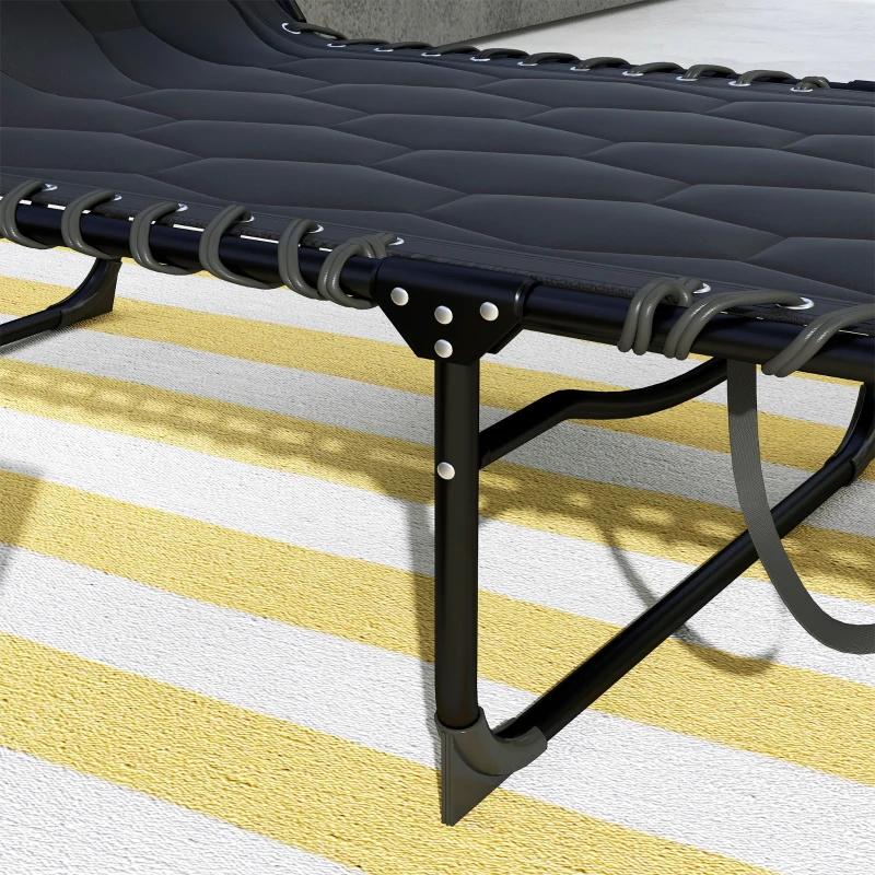 Outsunny Lot de 2 transats pliables avec dossier inclinable 5 positions - appui-tête et revêtement matelassé tissu Oxford - noir