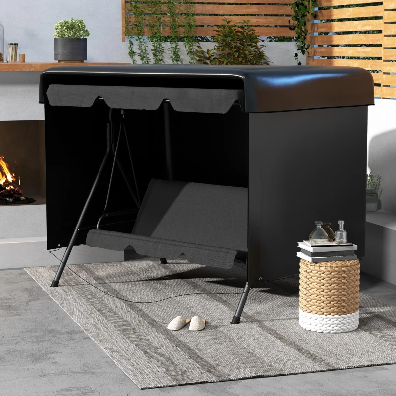 Outsunny Housse de Protection balancelle de Jardin bâche étanche dim. 2,15L x 1,55l x 1,5H m PE Noir