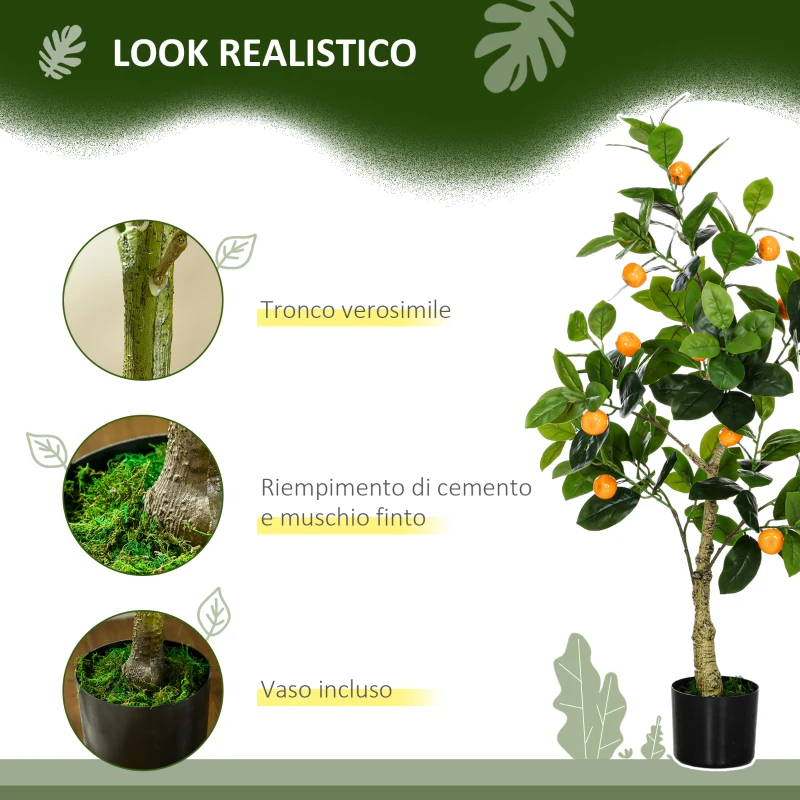 HOMCOM Set 2 Piante Artificiali di Limone e Arancia Alte 120cm per Interno con Vaso