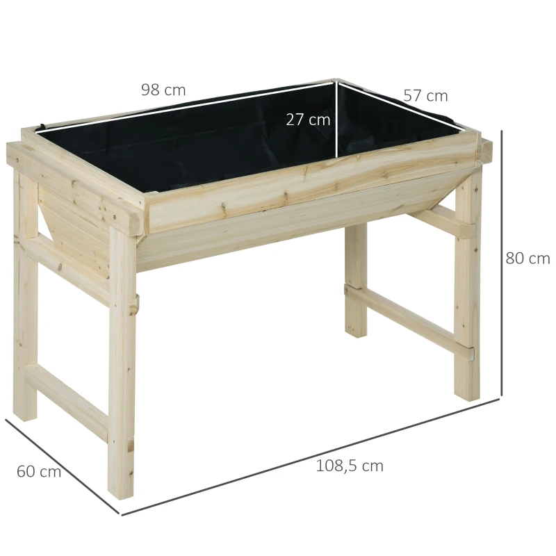 Outsunny Jardinière sur Pieds Potager dim. 108,5L x 60l x 80H cm Inserts d'irrigation + Feutre de Drainage Inclus Bois Sapin