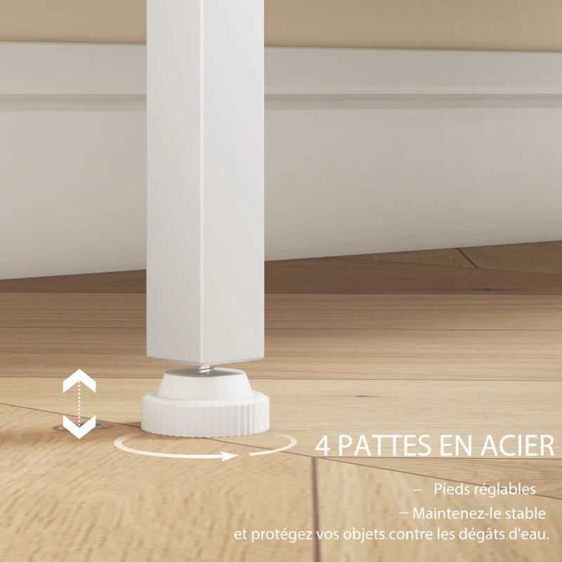 HOMCOM Buffet meuble de cuisine à 3 niveaux avec 2 portes grillagées avec étagère réglable 80 x 37 x 92 cm blanc