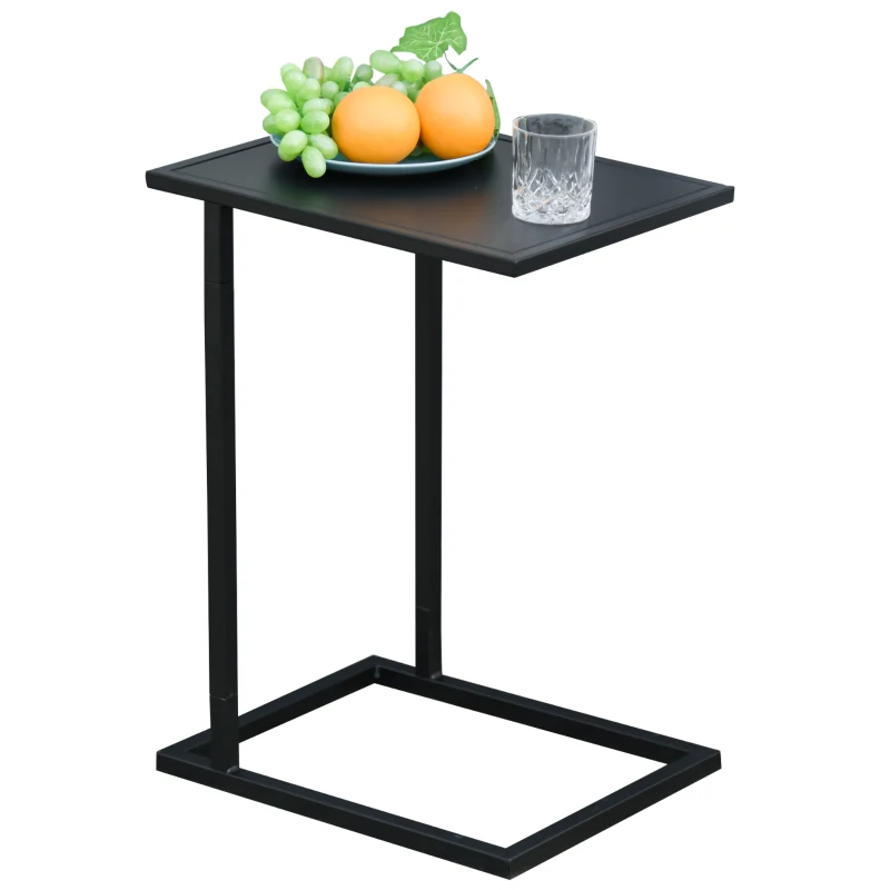 HOMCOM Table Basse Table d'appoint guéridon Bout de canapé intérieur extérieur métal époxy Noir