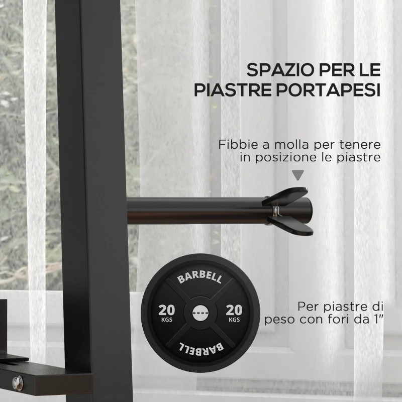 SPORTNOW Rastrelliera per Manubri in Acciaio con 4 Aste Regolabili per Pesi e Kettlebell, 131x75x80 cm, Nero