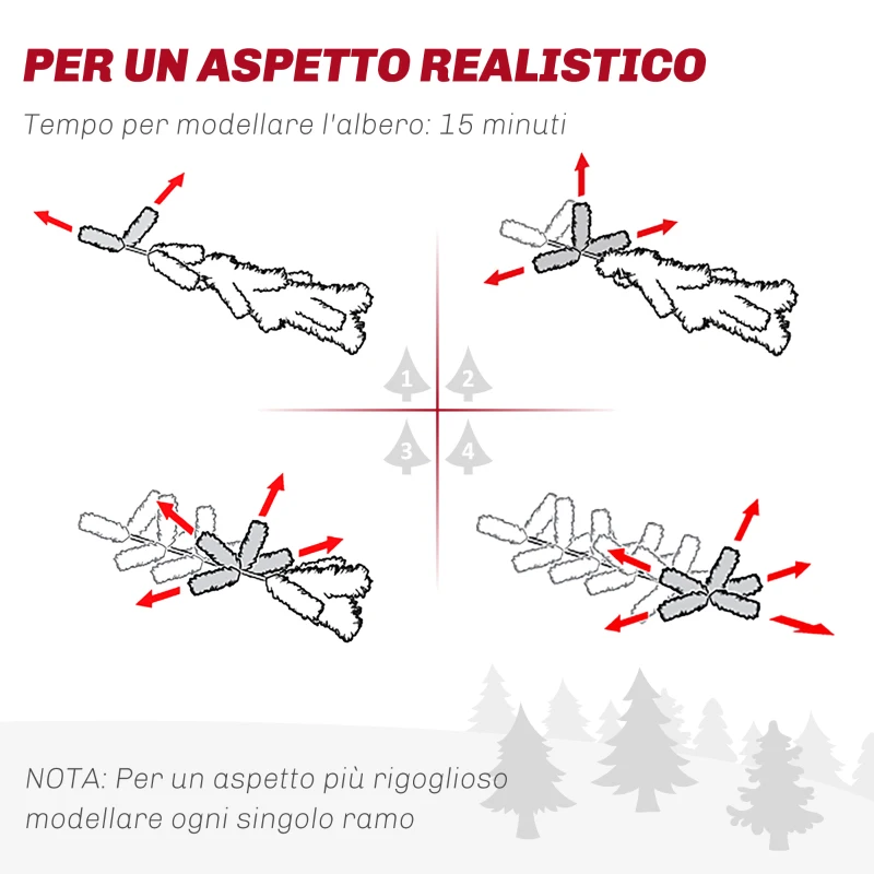 HOMCOM Albero di Natale Innevato 182.88cm con 2531 Rami Alto e Stretto con Base Pieghevole, Verde