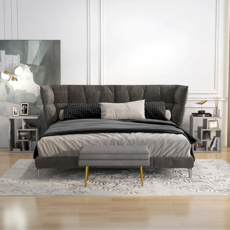 HOMCOM Side Table, 3 Tier End Table with Open Storage Shelves for Living Room, Bedroom, Set of 2, Cement Colour