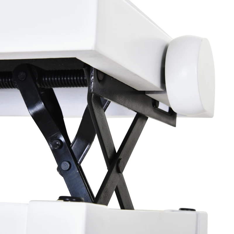 HOMCOM Banquette tabouret siège pour piano hauteur réglable 61L x 32l x 47-57H cm assise revêtement synthétique blanc