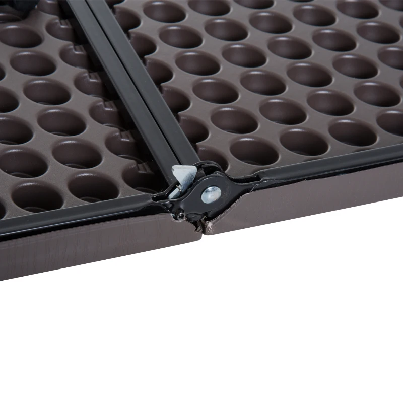 Outsunny Tavolo Pieghevole da Campeggio, Chisura a Valigetta, in Metallo e Plastica Marrone Impermeabile, 86x86x71,5cm