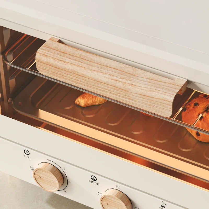 HOMCOM Horno Sobremesa de 16L 1400W Horno Eléctrico con Puerta de Vidrio Temporizador y Temperatura Ajustables hasta 230℃ Crema(m-9)