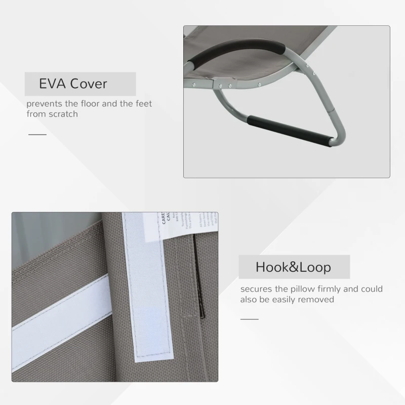 Outsunny Sun Lounger Reclining Chair Portable Armchair with Pillow for Garden Patio Outside Aluminium Frame, Khaki