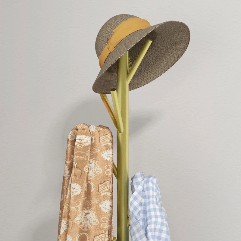 HOMCOM Portemanteau 8 patères, base ronde en marbre, Ø 32 x 164H cm, meuble d'entrée pour vêtements, chapeaux, entrée, doré