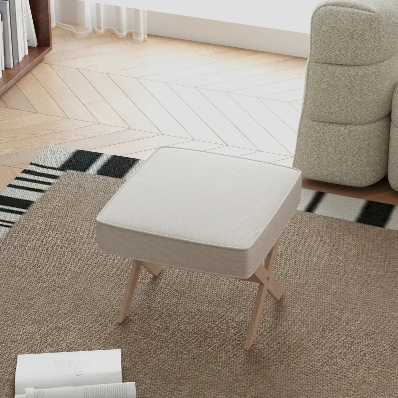 HOMCOM Repose pied salon ottoman pouf salon tabouret de canapé rectangulaire en tissu avec siège rembourré - beige