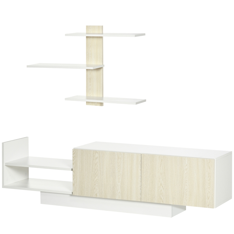HOMCOM Mueble de Salón para TV con Mesa para Televisor 150x31,5x40 cm y Estante de Pared 95,5x16x60 cm Natural