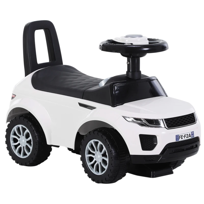 HOMCOM Porteur enfant véhicule à pousser, porteur bébé avec klaxon, compteurs factices et coffre à jouets pour enfants de 12 à 36 mois, blanc