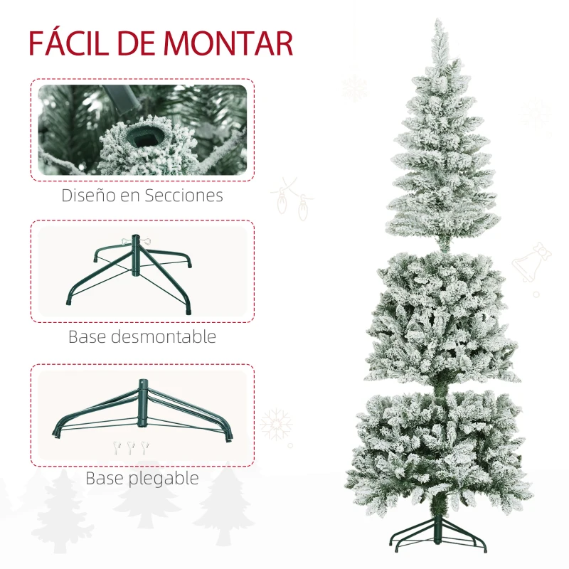 HOMCOM Árbol de Navidad Artificial Nevado 183 cm con 479 Ramas y Soporte de Metal Árbol de Navideño para Salón Interior Verde