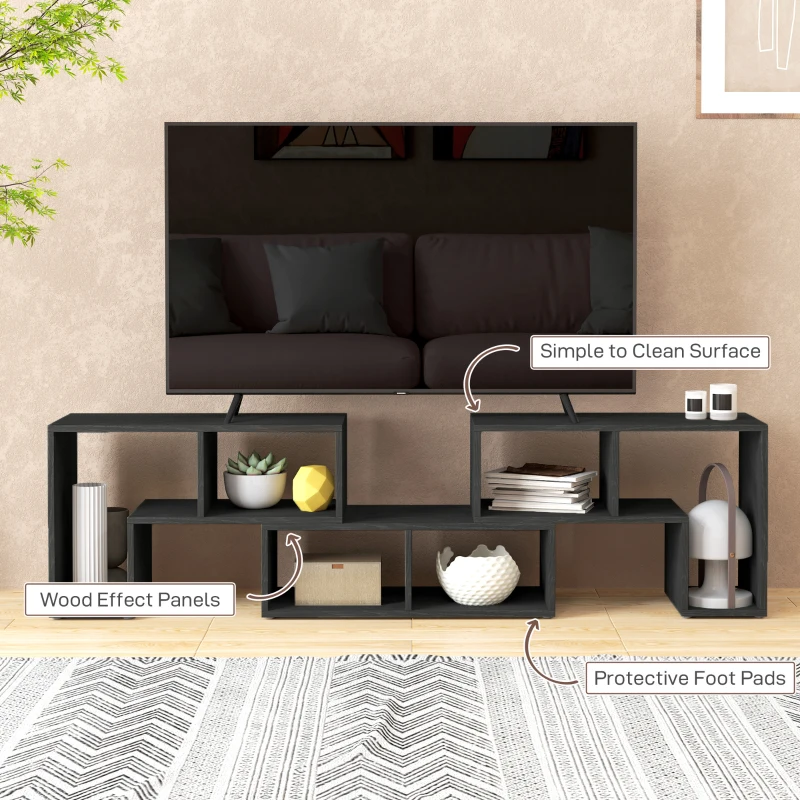 HOMCOM Three-Block Modular TV Stand - Black Wood-Effect