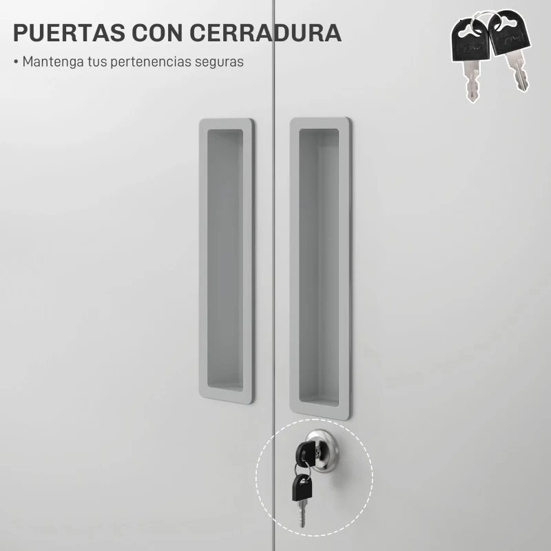 HOMCOM Archivador con Llave Estantes Ajustable Armario Archivador Metálico para Oficina Estudio Salón 80x40x180 cm Blanco