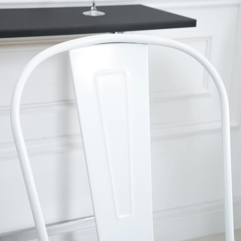 HOMCOM Set 4 Sgabelli da Cucina di Design in Metallo con Schienale Rimovibile e Poggiapiedi, 44x46x116cm, Bianco