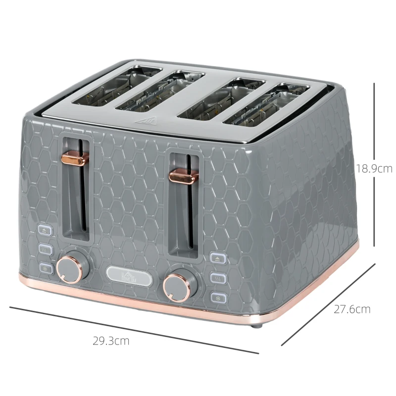 HOMCOM Four-Slice Honeycomb Toaster - Grey