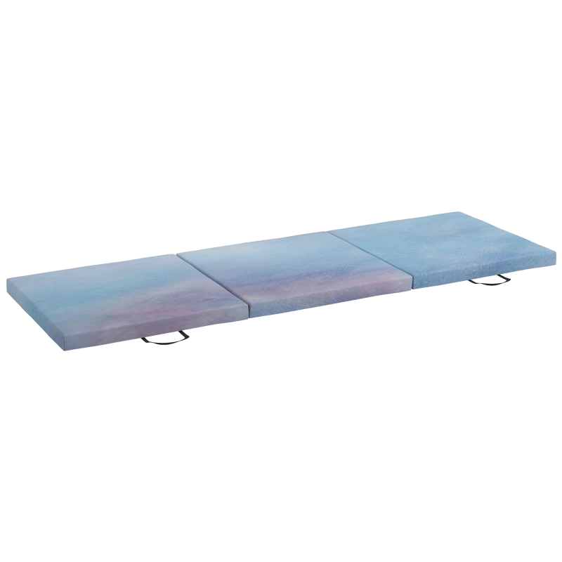 HOMCOM Tapis de gymnastique yoga pilates fitness pliable en 3 panneaux avec poignées revêtement synthétique 180 x 60 x 5cm bleu