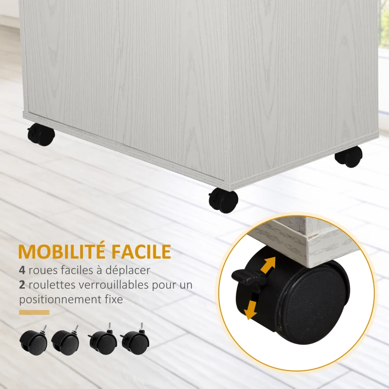 HOMCOM Chariot desserte micro-ondes placard 2 portes - dim. 60,4L x 40,3l x 97H cm - blanc