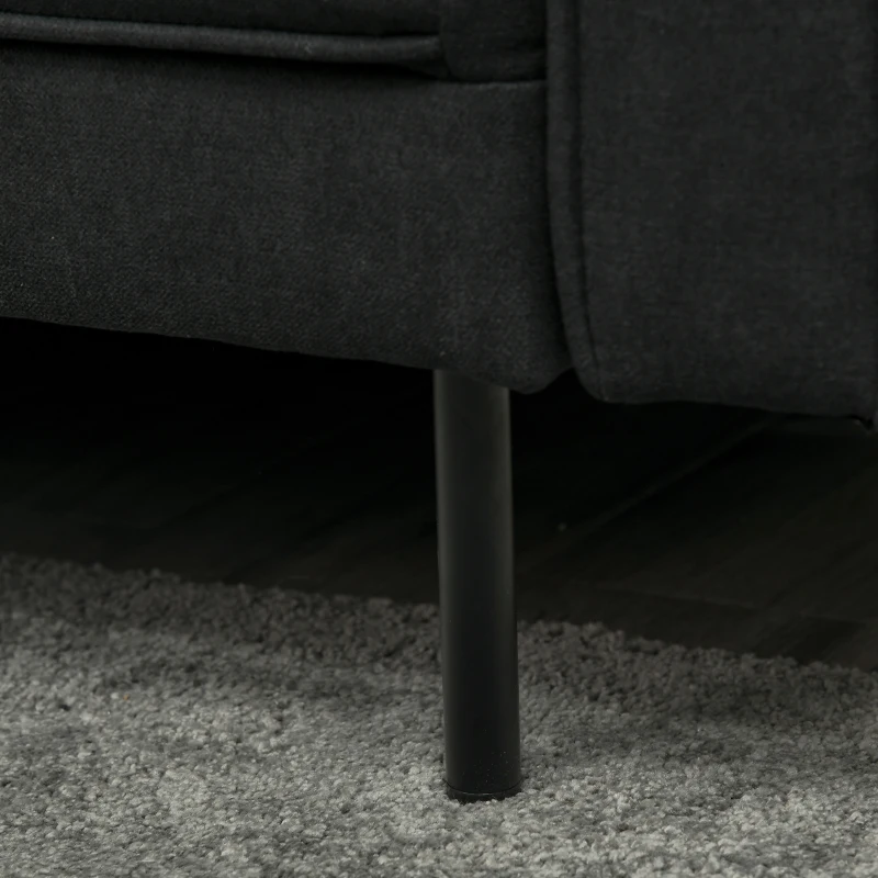 HOMCOM Canapé Convertible 3 Places Style Chesterfield capitonné Dossier inclinable 3 Positions Tissu Gris foncé