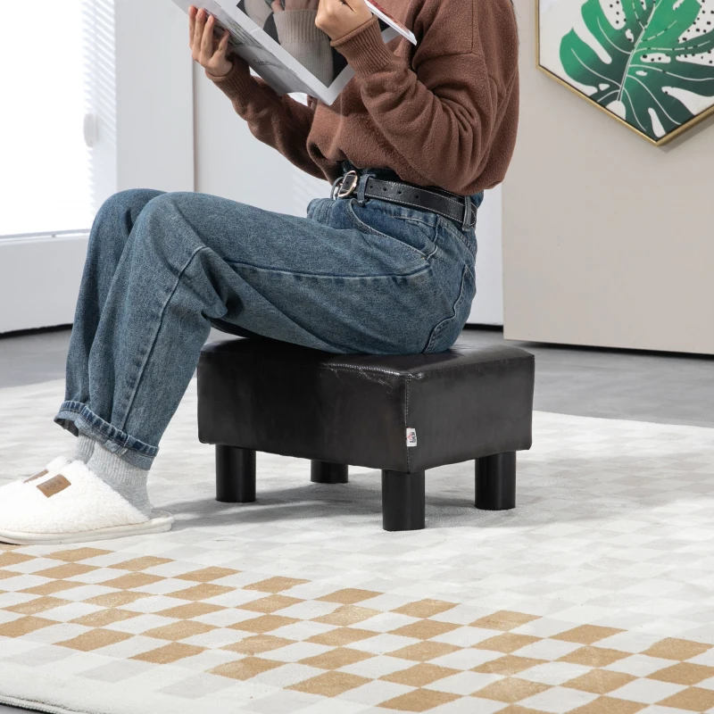 HOMCOM Pouf repose-pied tabouret bas en polyuréthane capacité de charge 110 Kg 40 x 30 x 24 cm marron