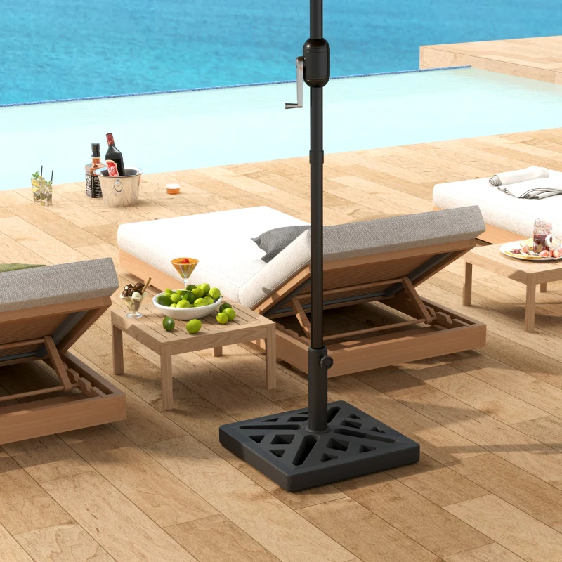 Outsunny Base per Ombrellone da 15kg Quadrata per Ombrelloni Max. 2.2 m e Pali da 32/38/48 mm, Nero