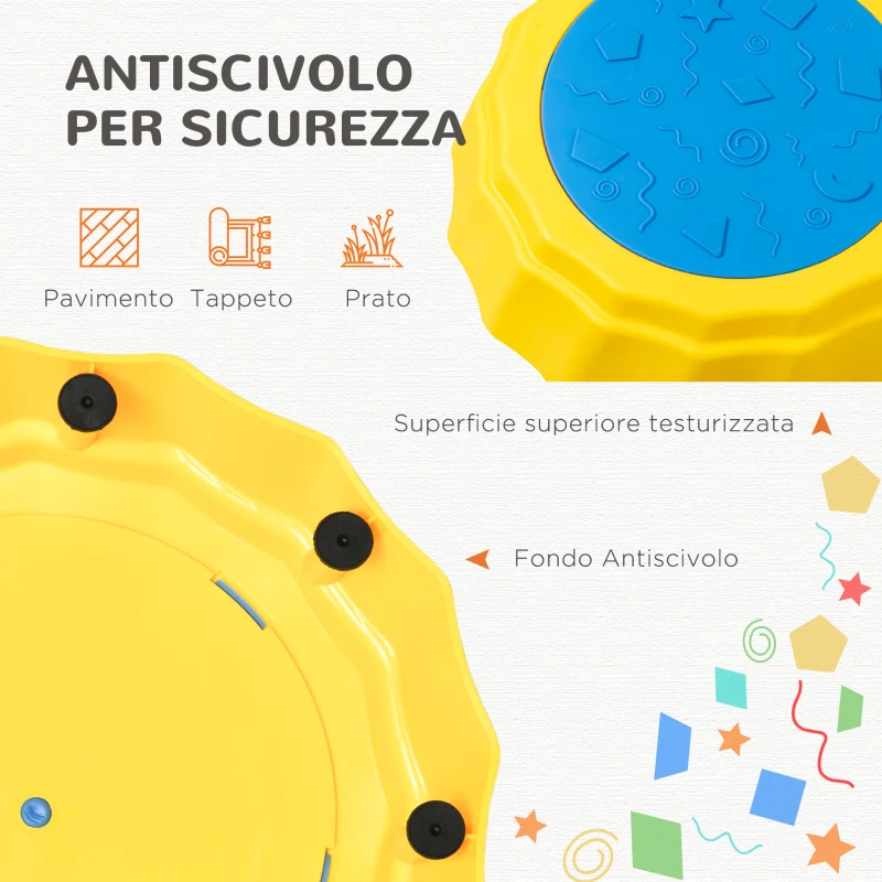Outsunny Percorso di Equilibrio Giocattolo per Bambini 3-6 Anni, Pietre di Fiume Set 3 Pezzi Antiscivolo e Impilabili