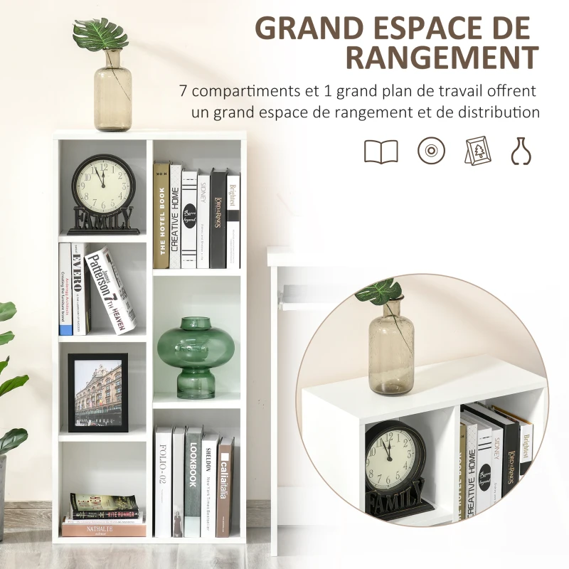 HOMCOM Meuble de rangement Bibliothèque étagère 7 cubes pour intérieur, salon, chambre - 50l x 24P x 106H cm, blanc