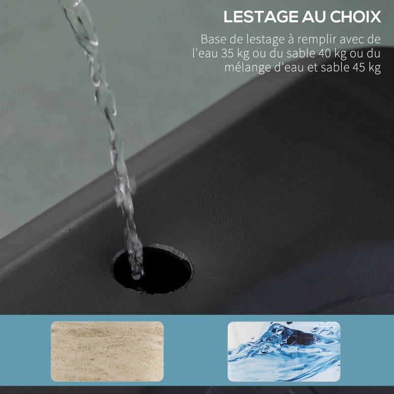 HOMCOM Panier de basket extérieur avec poteau panneau, base de lestage sur roulettes hauteur réglable 2,1-2,6 m (panier) - noir blanc et rouge