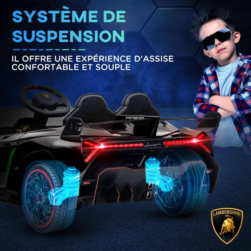 HOMCOM Voiture électrique licence Lamborghini Veneno 12V pour enfants avec portes papillon télécommande musique noir