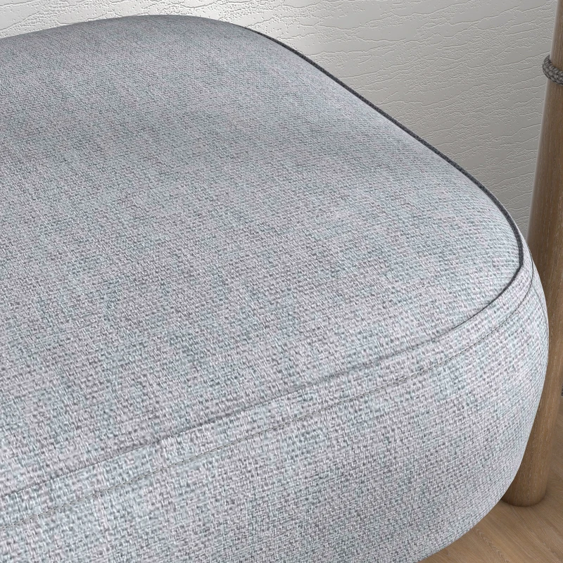 HOMCOM Panca Imbottita Fondo Letto in Tessuto con Gambe in Acciaio Effetto Legno, 114x38x45cm, Grigio