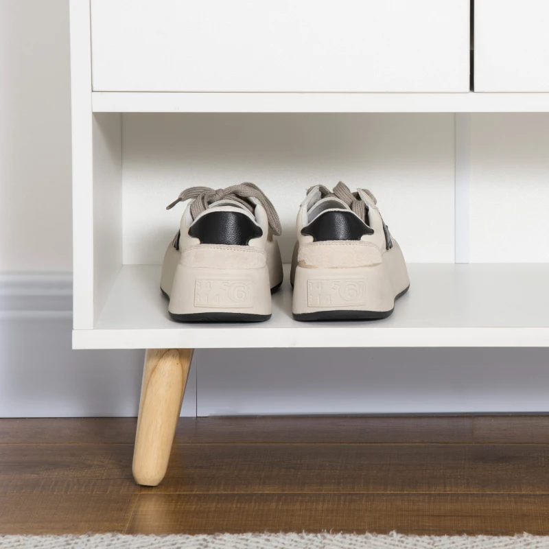 HOMCOM Mobile Scarpiera Salvaspazio in Legno Bianco con Ripiano Aperto, Armadio Scarpiera di Design per Ingresso, 60x30x92cm