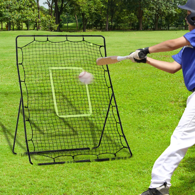 HOMCOM Rebounder per Calcio e Baseball Pieghevole con Zona di Precisione, in PE e Metallo, 123x90x174 cm, Nero