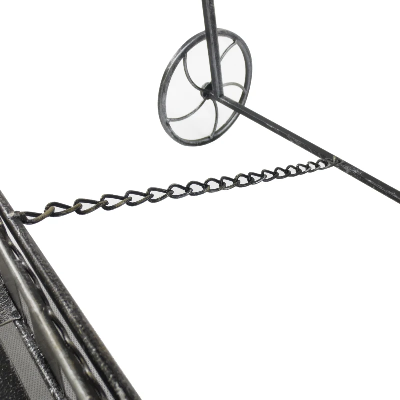 Outsunny Fioriera da Balcone a 3 Ripiani con 2 Ruote, Porta Piante per Giardino in Metallo 53x39x78cm Nero