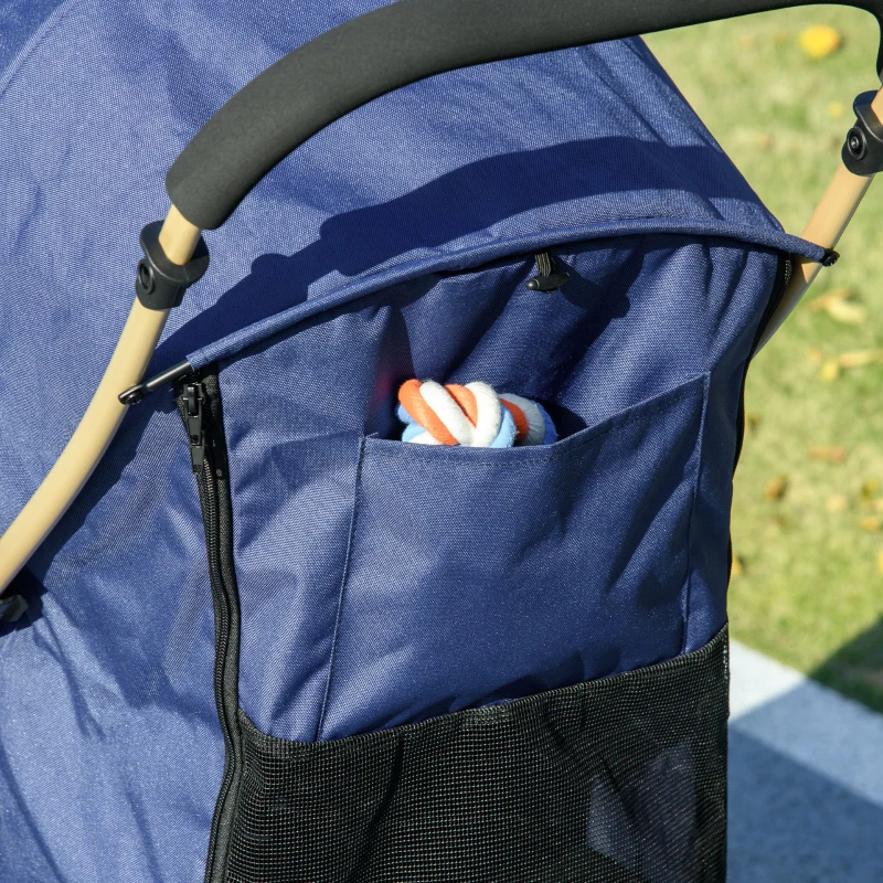 PawHut Poussette pour chien buggy pliable panier laisses de sécurité coussin inclus roues avec frein tissu 600D Oxford acier