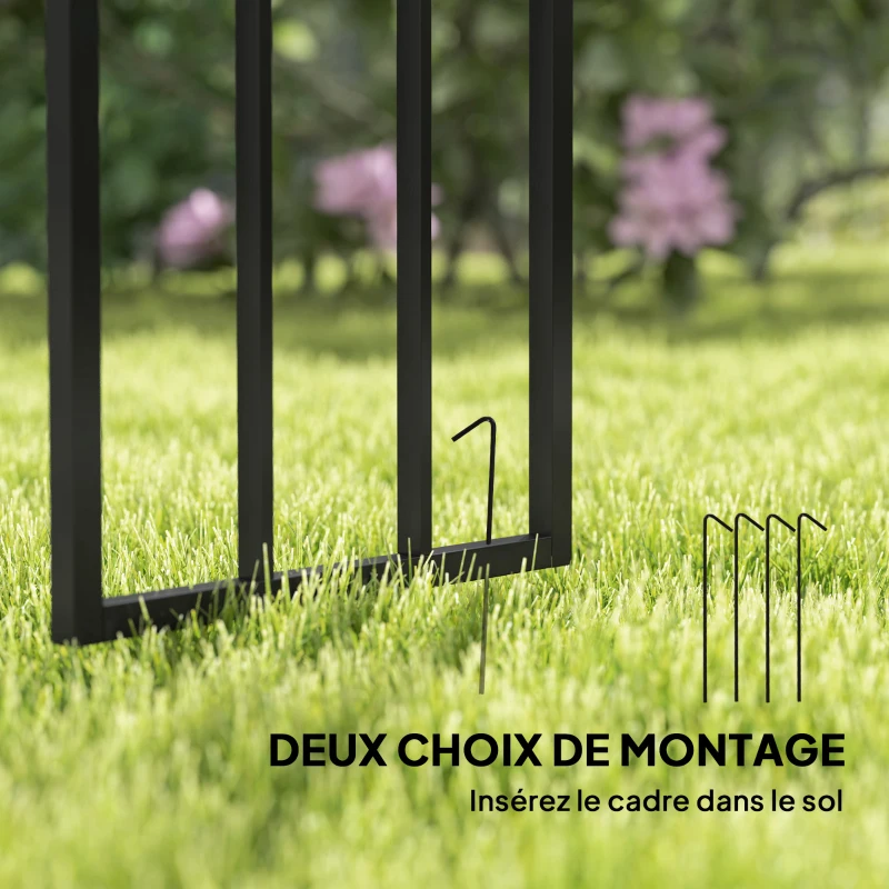 Outsunny Arche de jardin en acier arceau à rosiers pour plantes grimpantes pour décoration de cérémonie150 x 40 x 223 cm noir