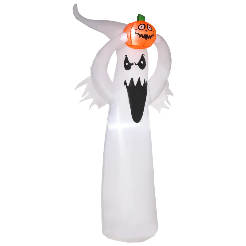 HOMCOM 6FT 1.8m LED Halloween Inflatable Decoration Floating Ghost & Pumpkin Party Outdoors Yard Lawn